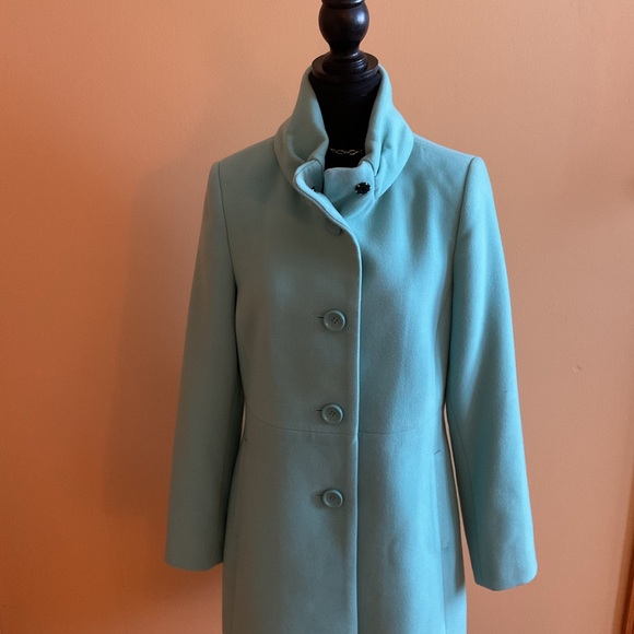 Jessica Light Aqua Stand Up Collar Jacket with Scarf Size 6 - Picture 9 of 16
